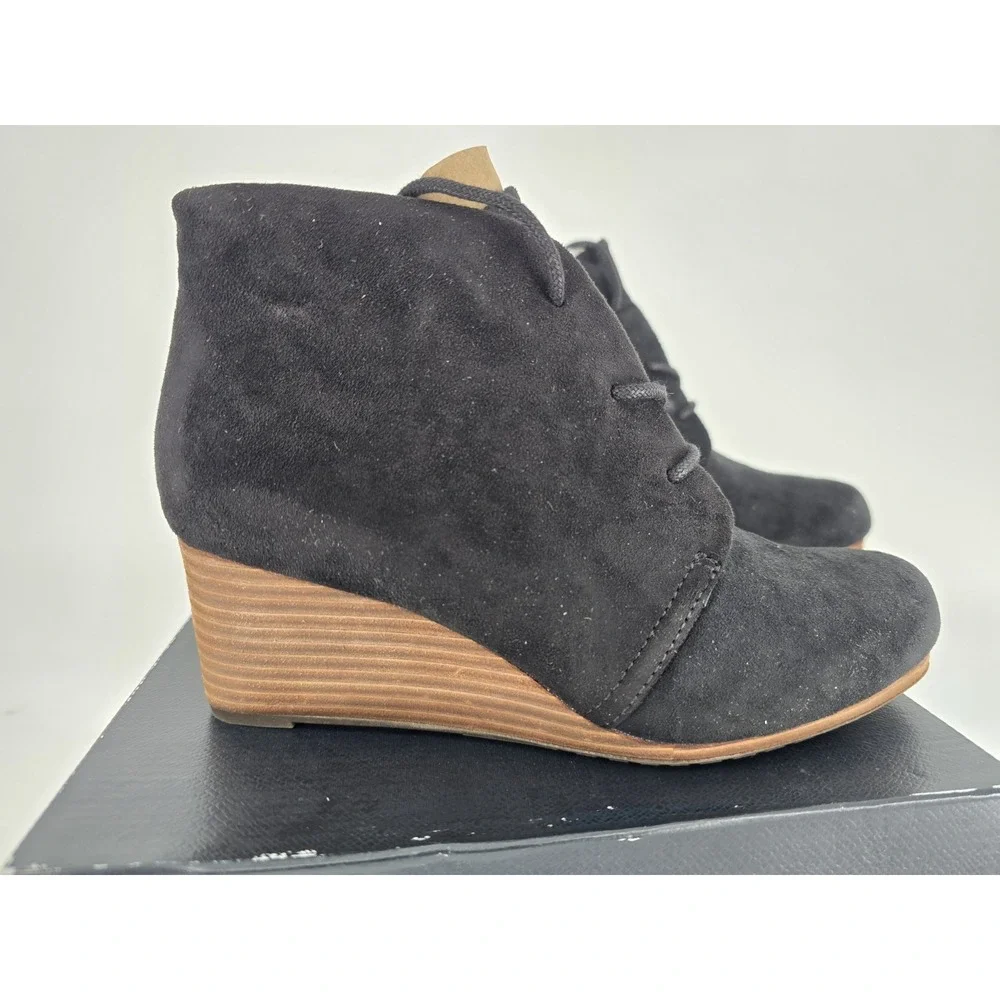 Dr Scholls Shoes Womens 6 M Dakota Wedge Heels‎ Ankle Booties Black Velvet